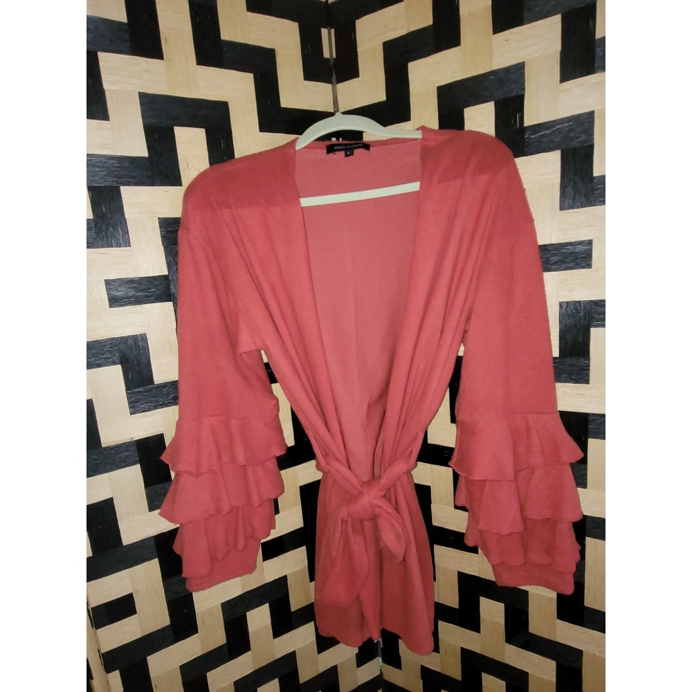 Simply Southern Womens‎ Cozy Cardigan With Ruffled Sleeves Size LARGE